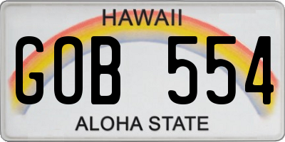 HI license plate GOB554