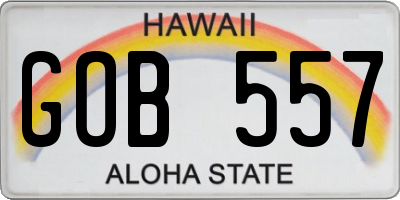 HI license plate GOB557