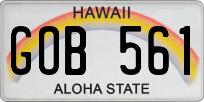 HI license plate GOB561