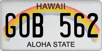 HI license plate GOB562