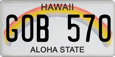 HI license plate GOB570