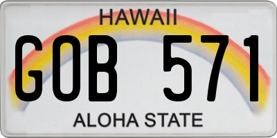 HI license plate GOB571