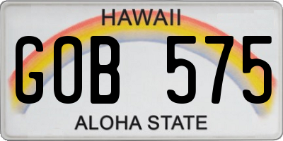 HI license plate GOB575
