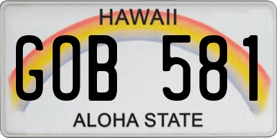 HI license plate GOB581
