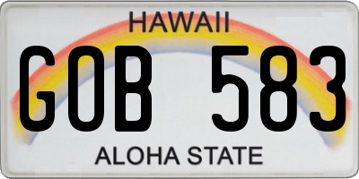 HI license plate GOB583