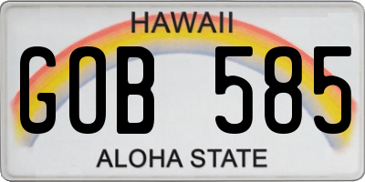 HI license plate GOB585