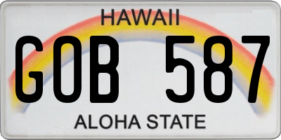 HI license plate GOB587