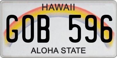 HI license plate GOB596