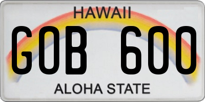HI license plate GOB600