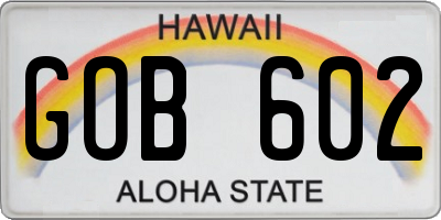 HI license plate GOB602