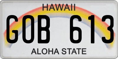 HI license plate GOB613