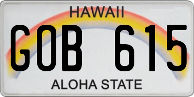 HI license plate GOB615