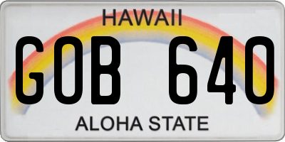 HI license plate GOB640