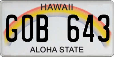HI license plate GOB643