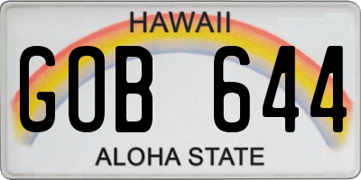 HI license plate GOB644