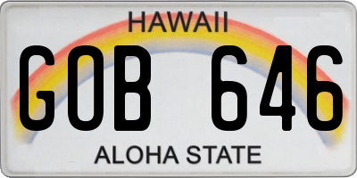 HI license plate GOB646