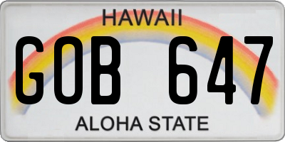 HI license plate GOB647