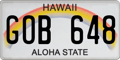 HI license plate GOB648