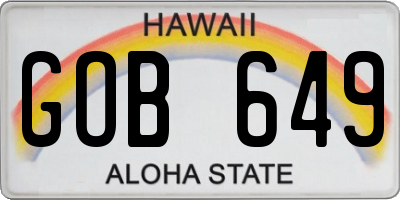 HI license plate GOB649