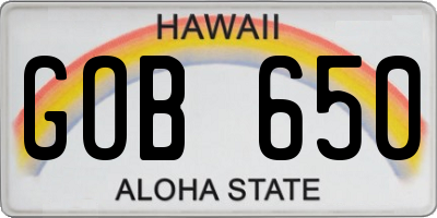 HI license plate GOB650