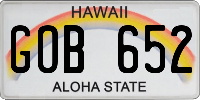 HI license plate GOB652
