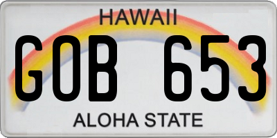 HI license plate GOB653