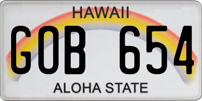 HI license plate GOB654