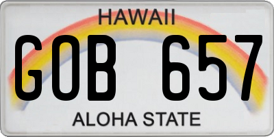 HI license plate GOB657
