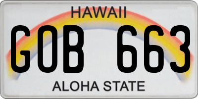 HI license plate GOB663