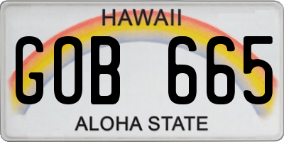 HI license plate GOB665