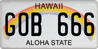 HI license plate GOB666
