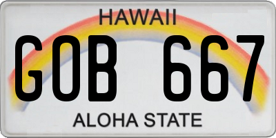 HI license plate GOB667