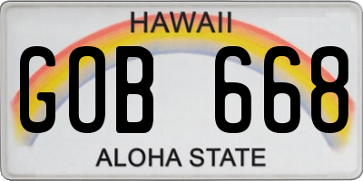HI license plate GOB668