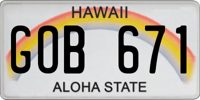 HI license plate GOB671