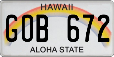 HI license plate GOB672