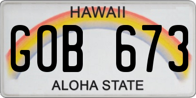 HI license plate GOB673