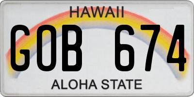 HI license plate GOB674