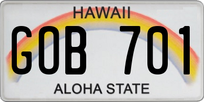 HI license plate GOB701