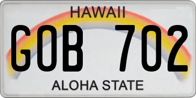 HI license plate GOB702