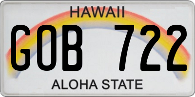 HI license plate GOB722