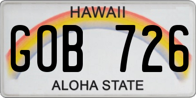 HI license plate GOB726