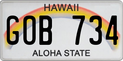 HI license plate GOB734
