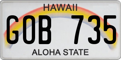 HI license plate GOB735