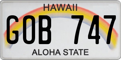 HI license plate GOB747