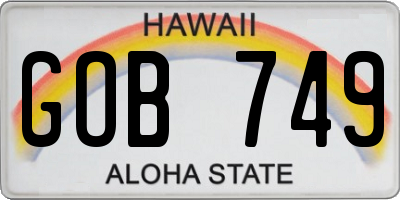HI license plate GOB749