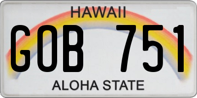 HI license plate GOB751