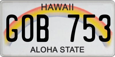 HI license plate GOB753