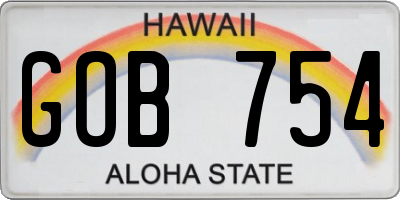 HI license plate GOB754