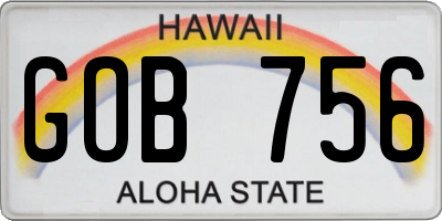 HI license plate GOB756