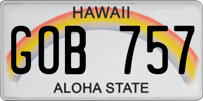 HI license plate GOB757